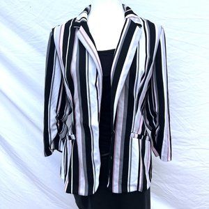 Pink, Black, White, and Grey Striped Blazer